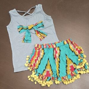 MUSTARD PIE Striped Polka Dot Set Aztec Pattern Turquoise Yellow Red Girls 6X